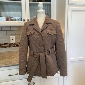 Esprit Quilted Brown Women's Puffer Belted Jacket Size Large